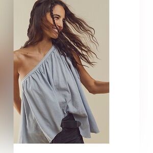 We The Free People Spring Break One Shoulder Top Size Small Grey Dawn OB1434154
